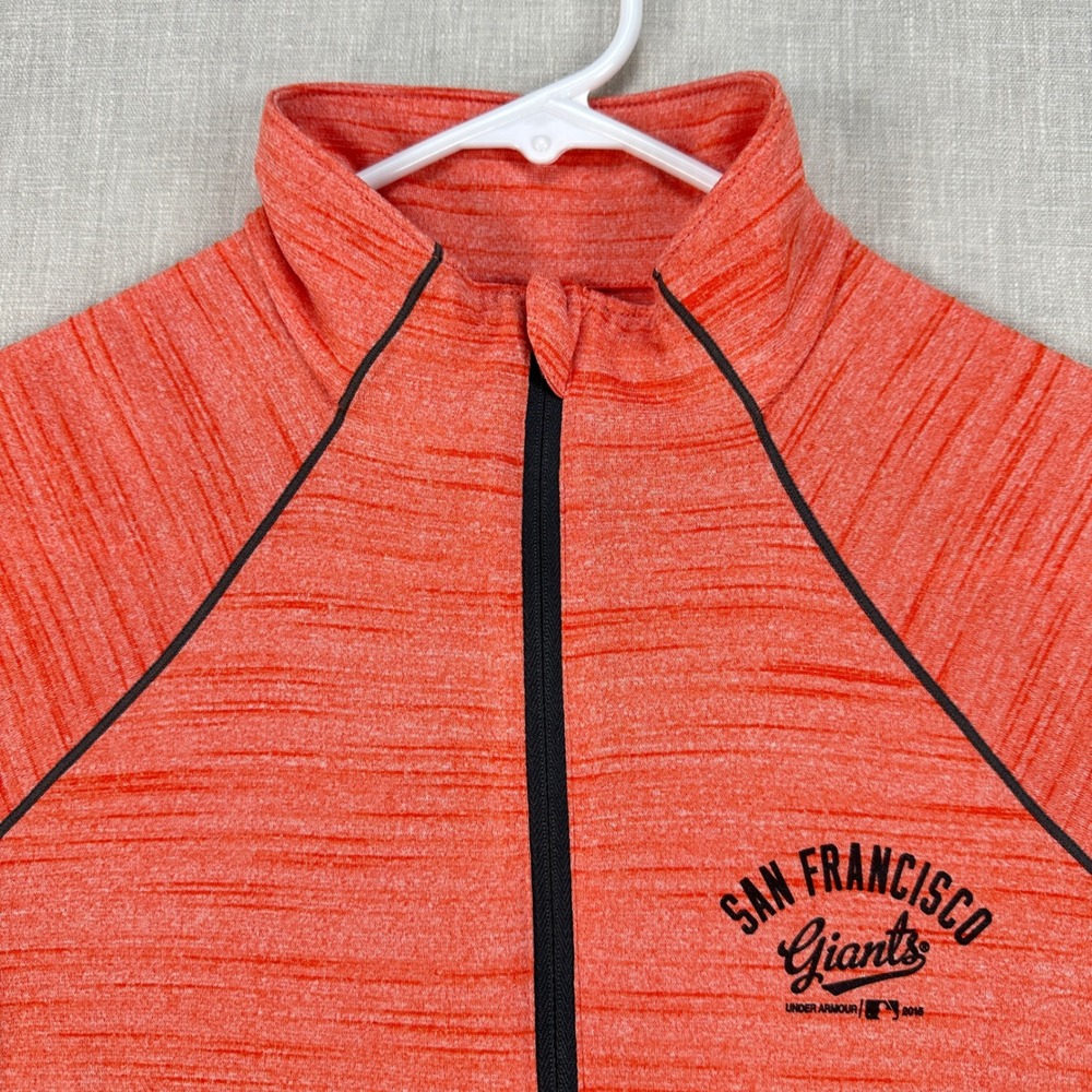 SF Giants Under Armour Quarter Zip Fitted Pullover Top Women Size Medium Orange - Picture 4 of 10